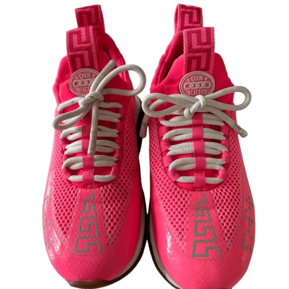Versace Chain Reaction Neon Pink Sneakers Women's Size EU 41 US 10 (NWOT) - Picture 2 of 5